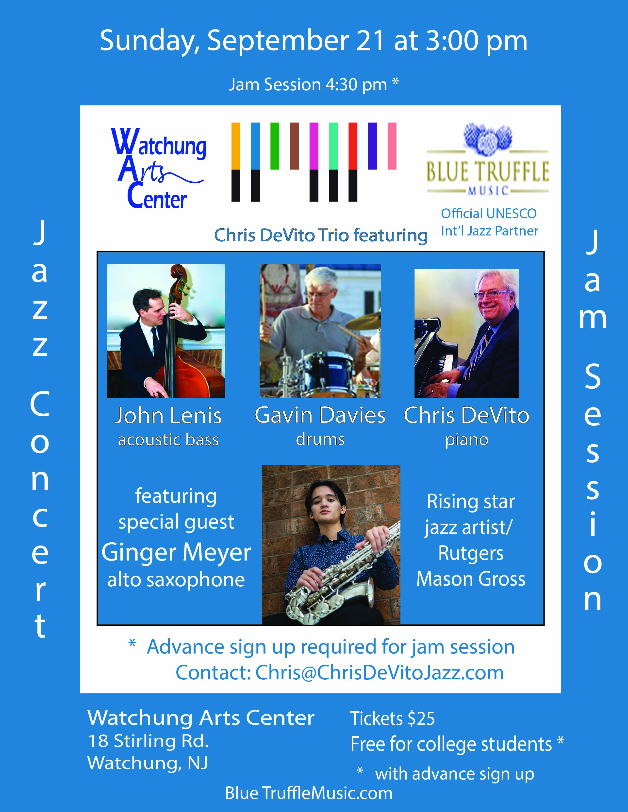 Watchung Arts Center, Sunday September 21, 2025